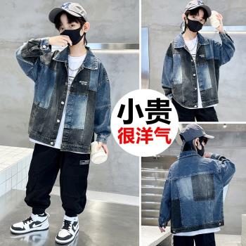 大男童春秋季牛仔外套2025新款男孩兒童裝風衣夾克上衣服潮帥洋氣
