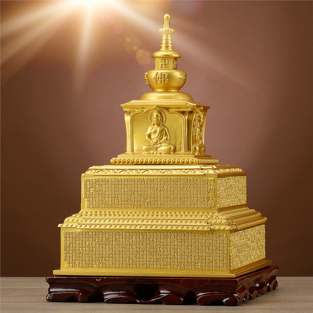銅器千佛塔浮雕賢劫千佛名號舍利塔佛像家居佛堂供奉吉祥裝飾擺件|裝飾