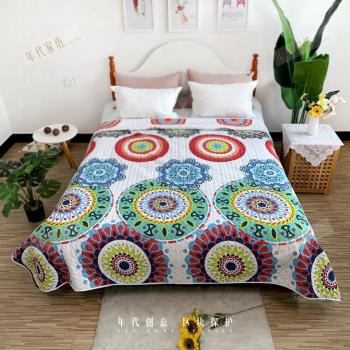 美式絎縫被外單大尺寸床蓋兩面圖 蓋被沙發鋪床單褥子高端民宿風