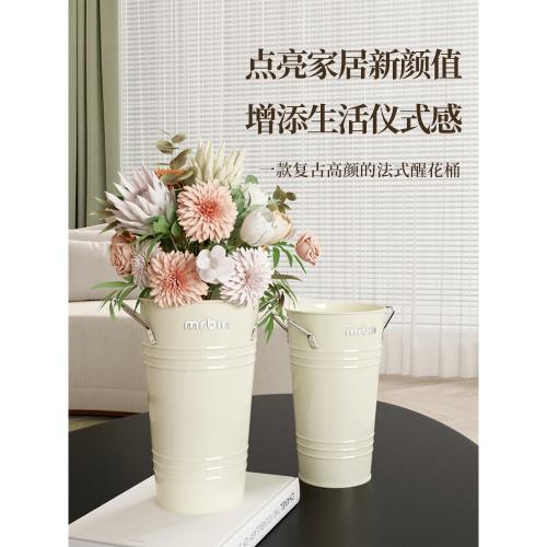 麥桶桶醒花桶家用深水大號花店專用花筒花瓶鮮花桶插花桶北歐法式|花器