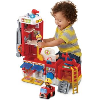 偉易達vtech新品2合1變行消防站場景過家家安全知識玩具救援車