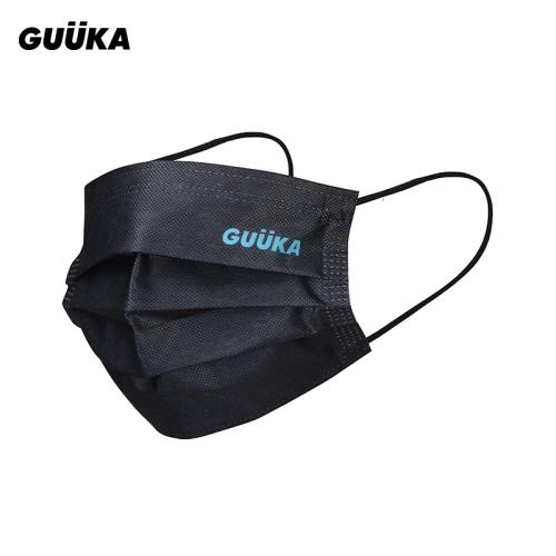 GUUKA黑色LOGO印花成人口罩潮夏一次性口罩三層防塵10個裝非醫用