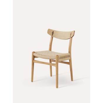 丹麥設計款CH23 Chair環保編繩實木餐椅高端輕奢家用餐廳侘寂椅子