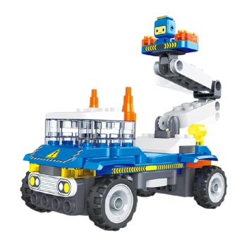 布魯可積木高空作業車百變拼裝益智玩具大顆粒積木車模型男孩機甲
