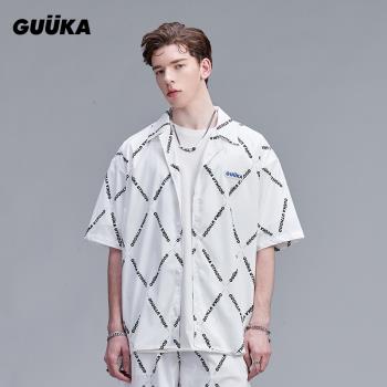 GUUKA嘻哈五分袖寬松透氣襯衫