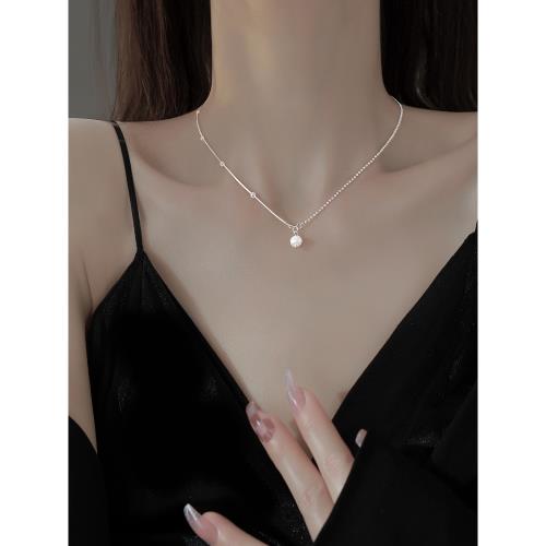 Z小姐925純銀天然珍珠項鏈2024年新款女生簡約時尚百搭鎖骨鏈網紅