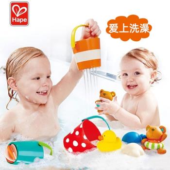 Hape寶寶洗澡玩具兒童嬰兒戲水小黃鴨子游泳沐浴男女孩噴水玩水