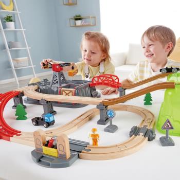 Hape配件小鎮運輸收納套火車城市幼兒童益智寶寶玩具通用木質軌道