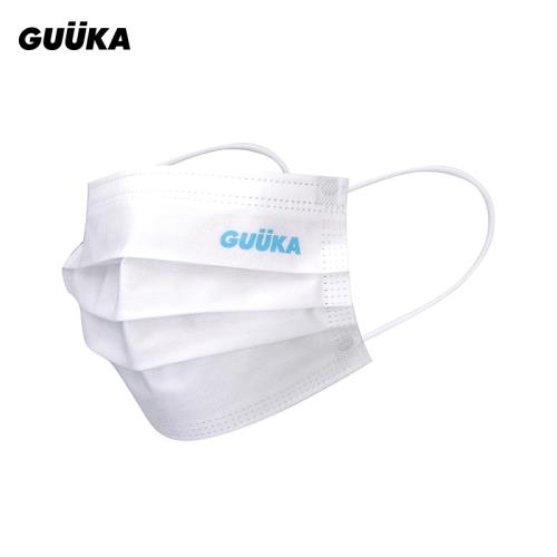 GUUKA潮牌LOGO印花一次性口罩夏白色嘻哈3層防護口罩10個裝非醫用