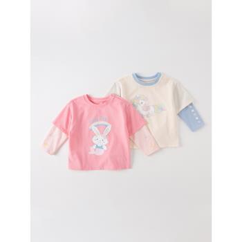 【商場同款】戴維貝拉女童T恤2023秋裝兒童長袖男童寶寶上衣童裝