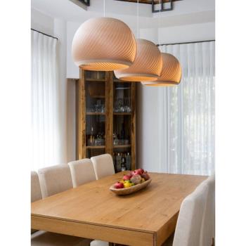 餐廳吊燈侘寂風民宿藝術創意日式客廳臥室書房飯廳木皮圓形餐桌燈