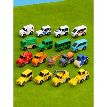 勒酷木質多功能磁性小車 救護車警車 兼容木質軌道櫸木玩具