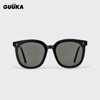 GUUKA潮黑灰色極簡黑框尼龍太陽眼鏡男夏季情侶嘻哈防紫外線墨鏡