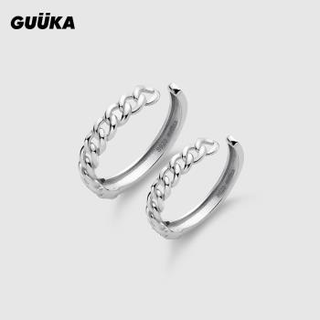 GUUKA潮牌925純銀戒指一對夏季愛意循環情侶浪漫開口對戒設計小眾