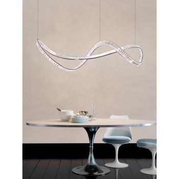 現代輕奢水晶餐廳吊燈大氣簡約別墅復式樓客廳設計師長條藝術飄帶
