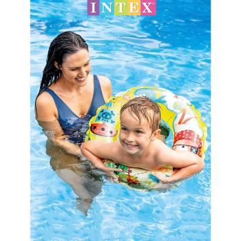 INTEX兒童游泳圈3歲6歲寶寶加厚浮圈10歲小孩腋下圈幼兒動物泳圈