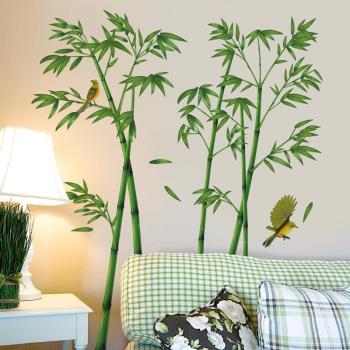 中國風大型竹子墻貼房間客廳臥室床頭貼畫電視背景墻裝飾貼紙自粘