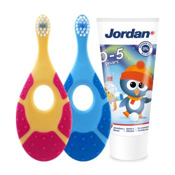 jordan嬰幼兒童寶寶軟毛牙刷1段雙支+防蛀防齲牙膏1段50ml*1支