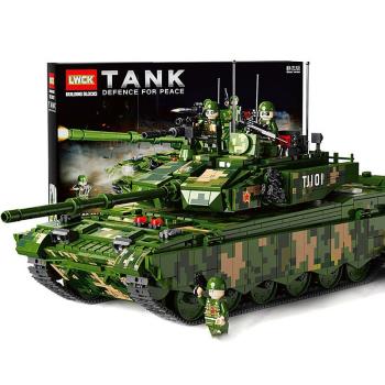 中國積木軍事系列99式主戰虎式坦克模型兒童拼裝益智玩具男孩禮物