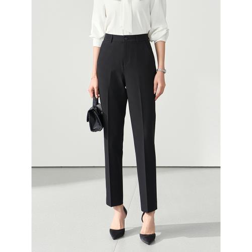 伯德小姐黑色西裝褲女夏薄款職業正裝直筒褲子小個子面試通勤西褲