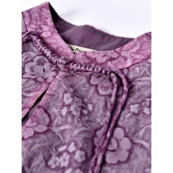 迪菲麗格紫色大擺半裙印花襯衫