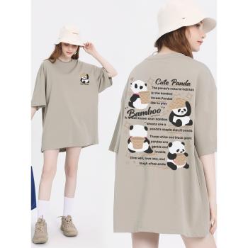 熊貓短袖上衣設計感夏季卡通t恤