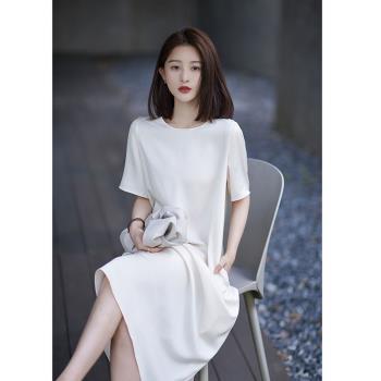 法國原單女裝意大利剪標外貿氣質法式設計感小眾白色連衣裙子夏季