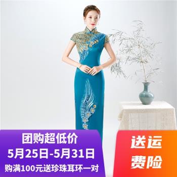 年輕老上海宴會大碼中國風旗袍