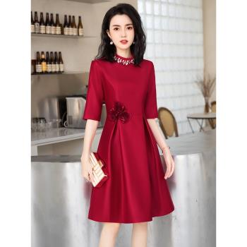 小個子喜婆婆婚宴裝晚禮服高階年輕新娘媽媽婚禮喜服高貴洋氣品牌