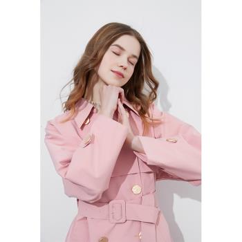 外套女短款粉色氣質高級感風衣