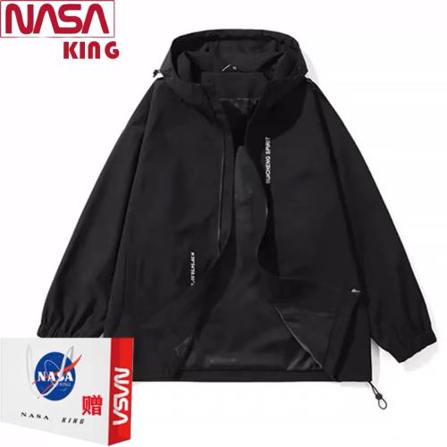 NASA聯名徐正溪純色字母印花休閑防風連帽薄款夾克男女同款情侶裝