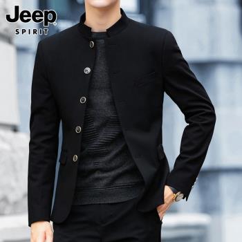 Jeep吉普休閑西裝外套男士2023年秋季新款韓版修身商務西服正裝男