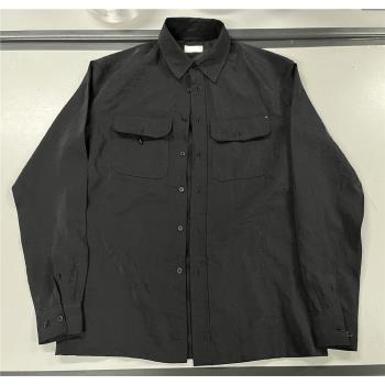 SHELTER lemaire風格 19aw dry silk炭黑真絲干絲襯衫 清涼飄逸