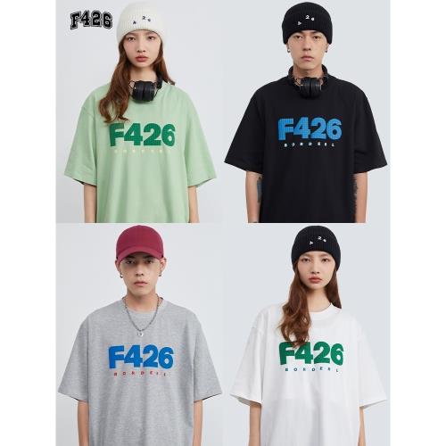 F426嘻哈圓點發泡字母短袖T恤