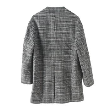 冬季新款 男士西裝外套格子大衣帥氣潮韓版保暖羊毛呢 拉系列