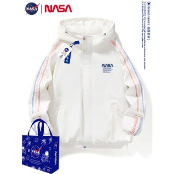 NASA春秋季連帽防水加棉沖鋒衣