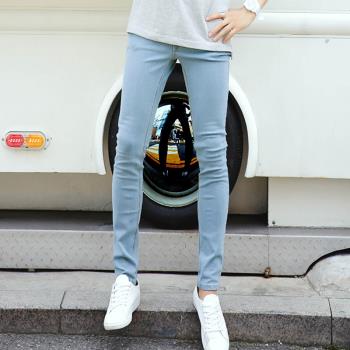 淺藍色修身型學生韓版顯瘦牛仔褲