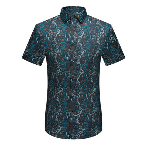 本派碎花襯衫男高級感新款男裝韓版修身休閑個性印花純棉痞帥襯衣