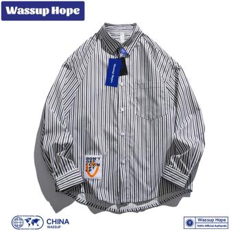 Wassup Hope襯衫男春季新款條紋設計感寬松高街情侶外套中國潮牌