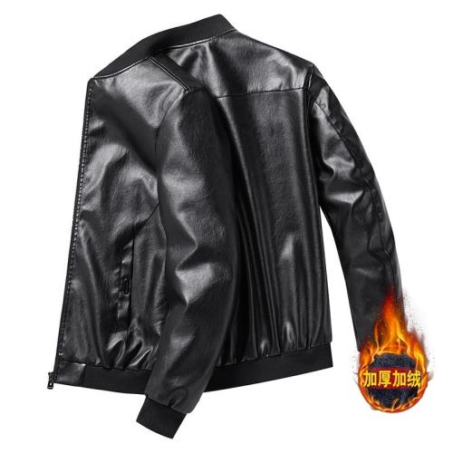 大碼男士加絨新品皮衣外套秋冬季胖子立領加肥加大號機車服皮夾克