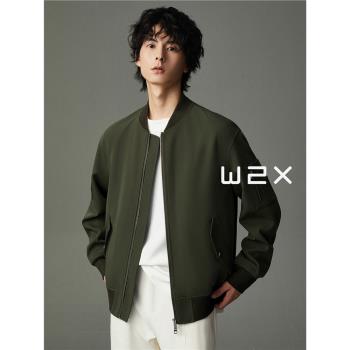 w2x春秋款棒球服飛行員夾克男設計感休閑外套痞帥男裝上衣潮
