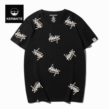 KERWATS品牌英文字母嘻哈短袖t恤