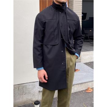 鹿三先生新款男士紳裝修身中長款風衣韓版英倫休閑酷颯時尚長外套