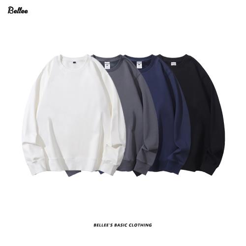 Bellee 600克圓領衛衣重磅保暖銀狐絨休閑百搭冬季加絨新款長袖