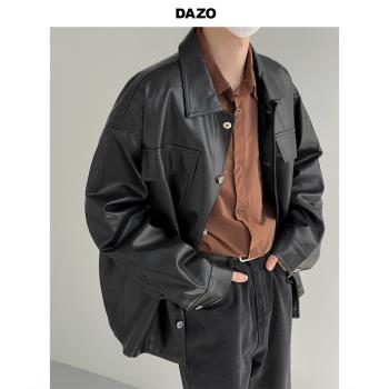 DAZO寬松輕熟韓版大口袋皮夾克