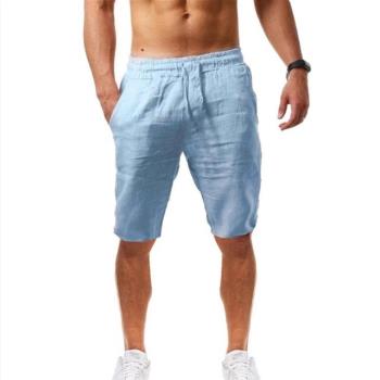 Summer loose breathable linen shorts men sports casual pants