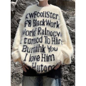 字母男生針織衫美式嘻哈高街毛衣