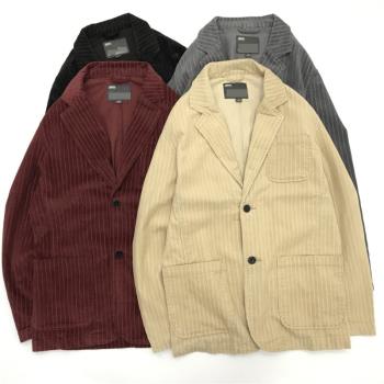 條絨痞帥西服水洗做舊便服西單復古寬松歐美簡約休閑燈芯絨外套男