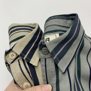 Vintage美式長袖休閑條紋襯衫
