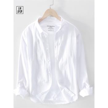 一件簡單舒適的白襯衫 整個世界都安靜了 純色男襯衫復古棉襯衣